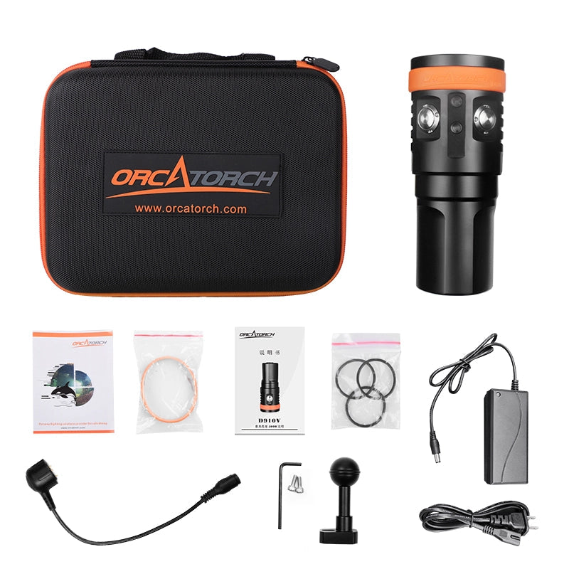 OrcaTorch D900V 2200 Lumens Video Dive Light
