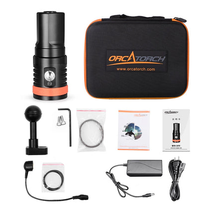 OrcaTorch D910V 5000 Lumens High CRI Neutral White Video Light for Underwater Photography
