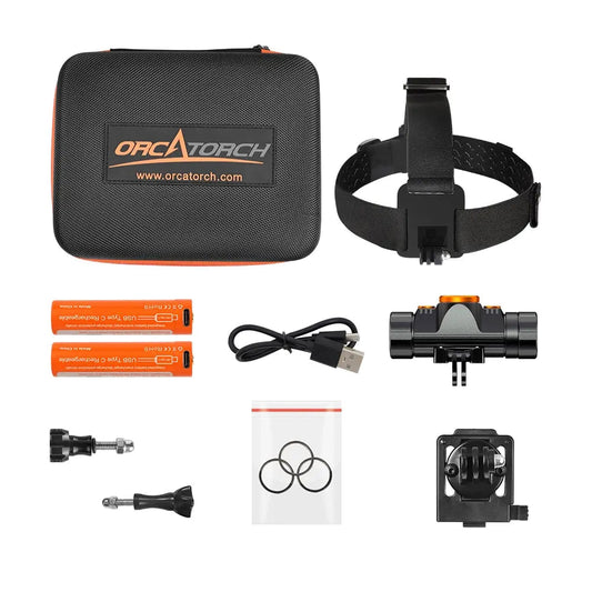 OrcaTorch Mazu TD01 Dual-Color Dive Headlamp | Max 1200 Lumens